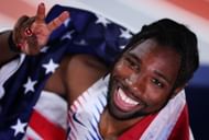 Noah Lyles celebrating at the World Athletics Indoor Championships Glasgow 2024 - (Source: Getty)